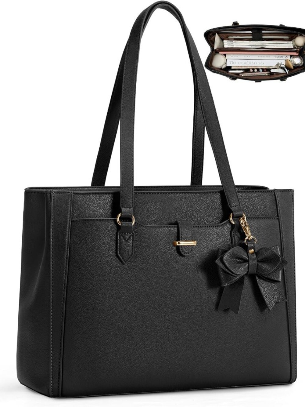 Stylish Black 15.6" Laptop Tote Bag for Women | Durable, Chic & Functional
